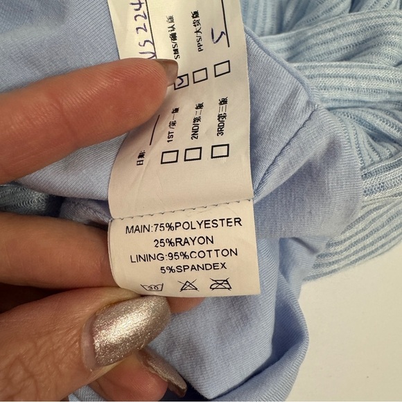 Souvenir Light Blue Draped Bodysuit - Picture 7 of 8